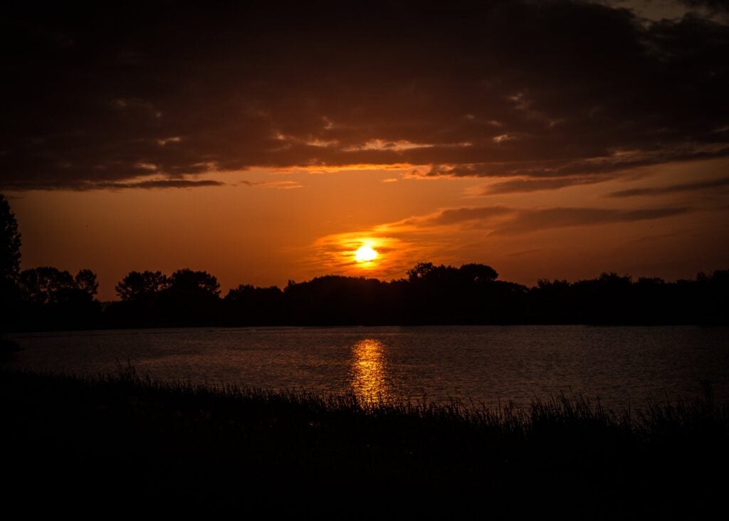 Sunset over the lake
